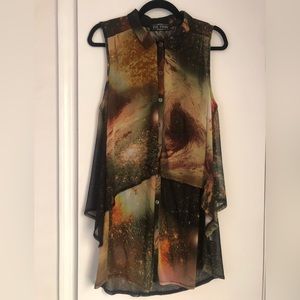EVIL TWIN Layered Galaxy Mesh Tunic